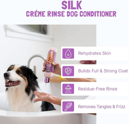 Silk Creme Rinse Dog Conditioner – Dog Bathing Supplies, Puppy Shampoo, Cat & Dog Grooming Supplies for Sensitive Skin, Cruelty-Free, Made in USA, Tearless Dog Products – 5 Gallons