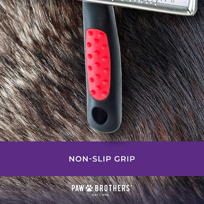 Paw Brothers Soft Pin Flat Slicker Brush for Dogs, Professional Grade Brush for Large Dogs, Coated Tips, Gentle on Skin, Remove Tangles and Mats, Maximum Coverage, X-Large