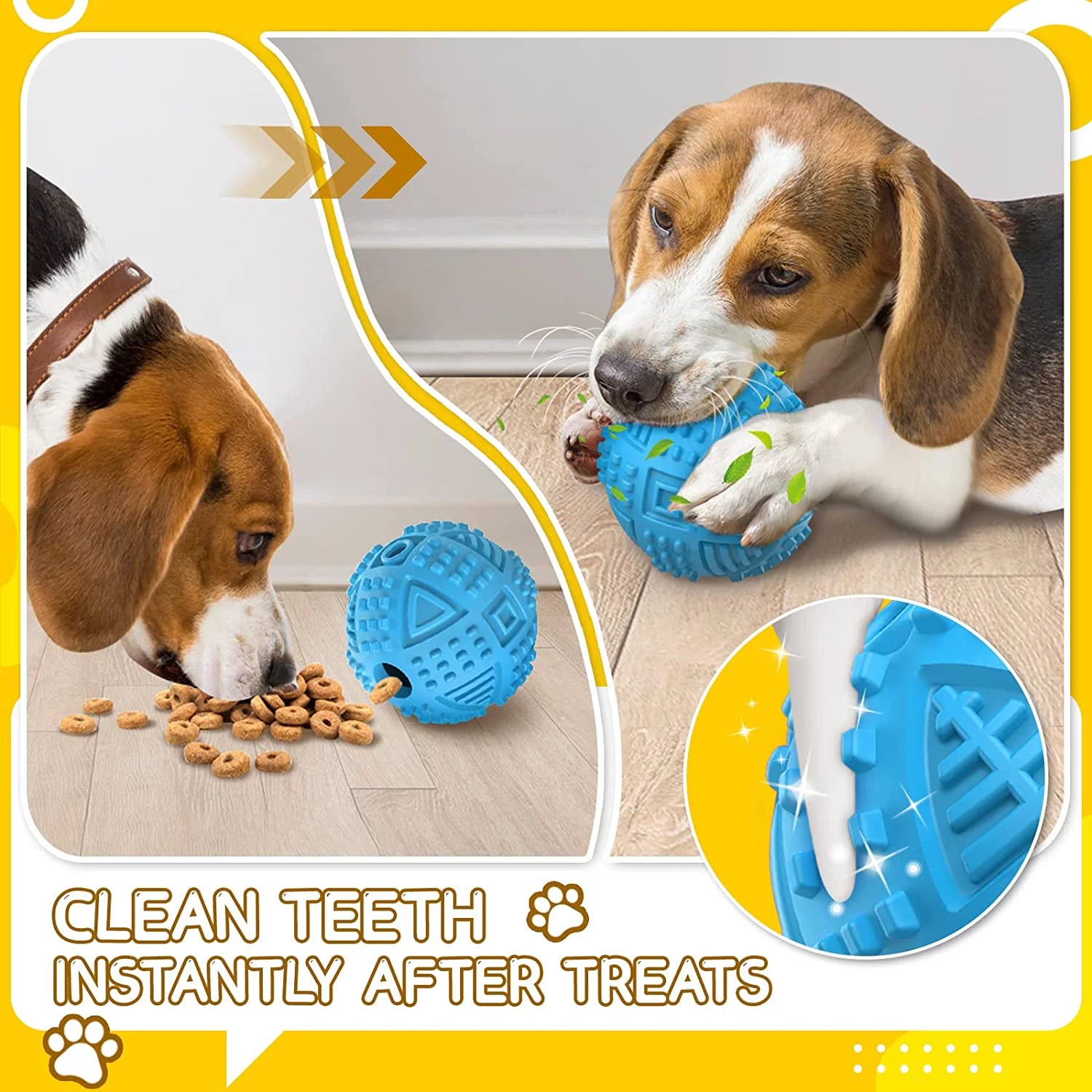 Dog Balls Treat Dispensing Dog Toys, Dog Toys for Aggressive Chewers Large Breed, Squeaky Dog Chew Toys for Large Dogs, Natural Rubber Dog Puzzle Toys, Tough IQ Dog Treat Balls