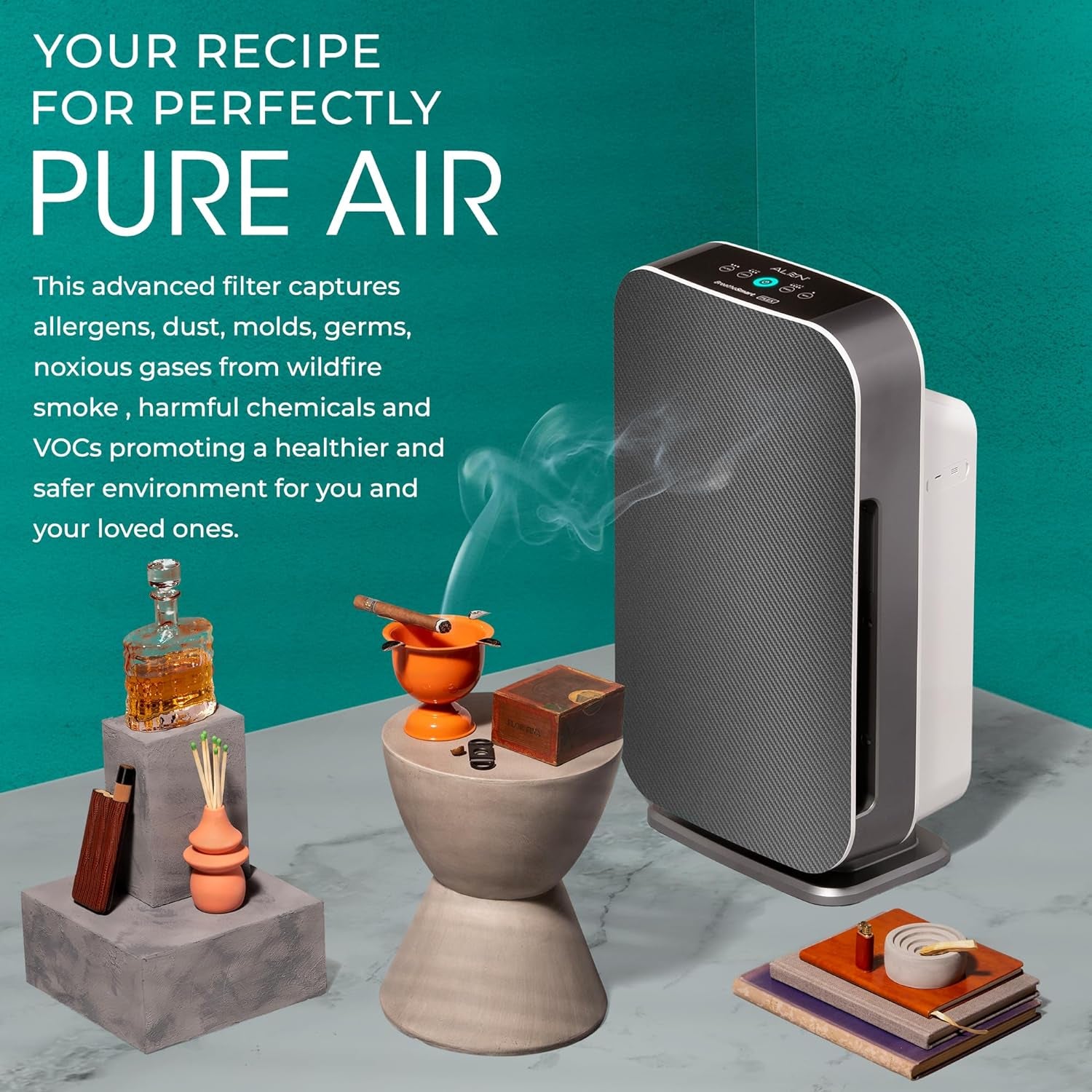 Air Purifier Breathesmart Flex HEPA W/ Voc/Smoke Filter - 1400 Sq. Ft - Perfect for Bedrooms - Captures Allergens, Dust, & Mold + Vocs & Smoke