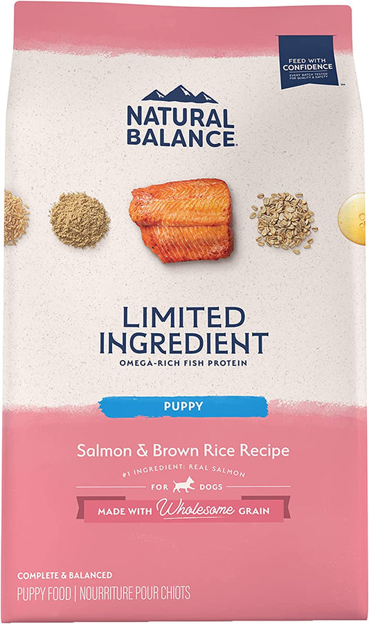 Limited Ingredient Puppy Dry Dog Food with Healthy Grains, Salmon & Brown Rice Recipe, 24 Pound (Pack of 1)